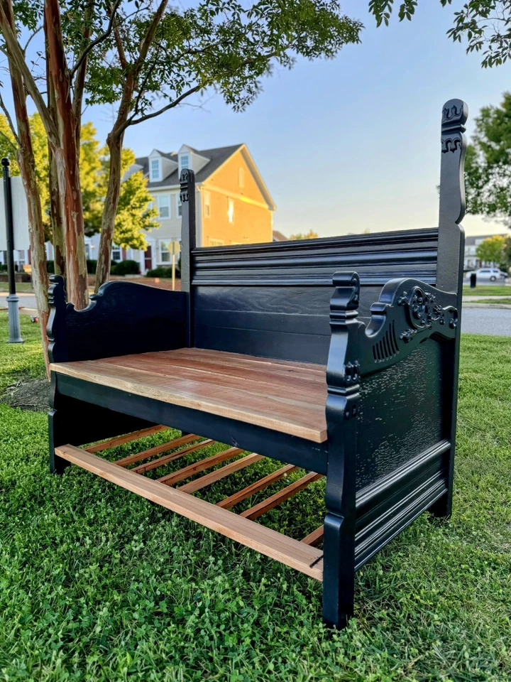 Banco decorativo/asiento de amor restaurado de madera maciza/madera dura estilo victoriano   Foto 4 de 4