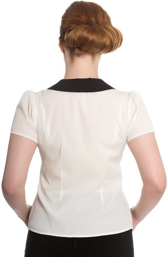 Blusa Hell Bunny Miss Muffet Vintage Peter Pan Spider BLUSA MARFIL ROCKABILLY - Imagen 2 de 3