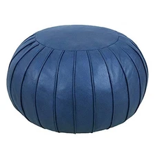 Thgonwid Handmad Faux Suede Foot Stool Ottoman Poufs -Round Storage Floor