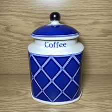 Arthur Wood Storage Jar Coffee Blue Diamond Design Ceramic