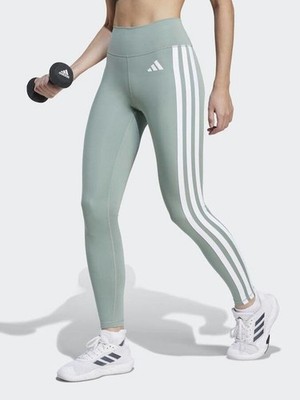 Adidas women's Optime Essentials 3-Stripes 7/8 Leggings CLIMACOOL size XS Green