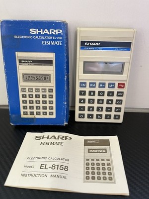 Sharp Taschenrechner Elsimate EL-230 funktionstüchtig Vintage 80 s Retro Box Anleitung