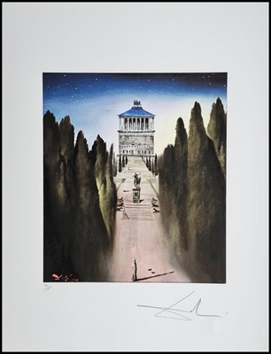 Salvador Dali * Mausoleum At *65 x 50 Cm *Signed Lithograph * Limited # 100/1000