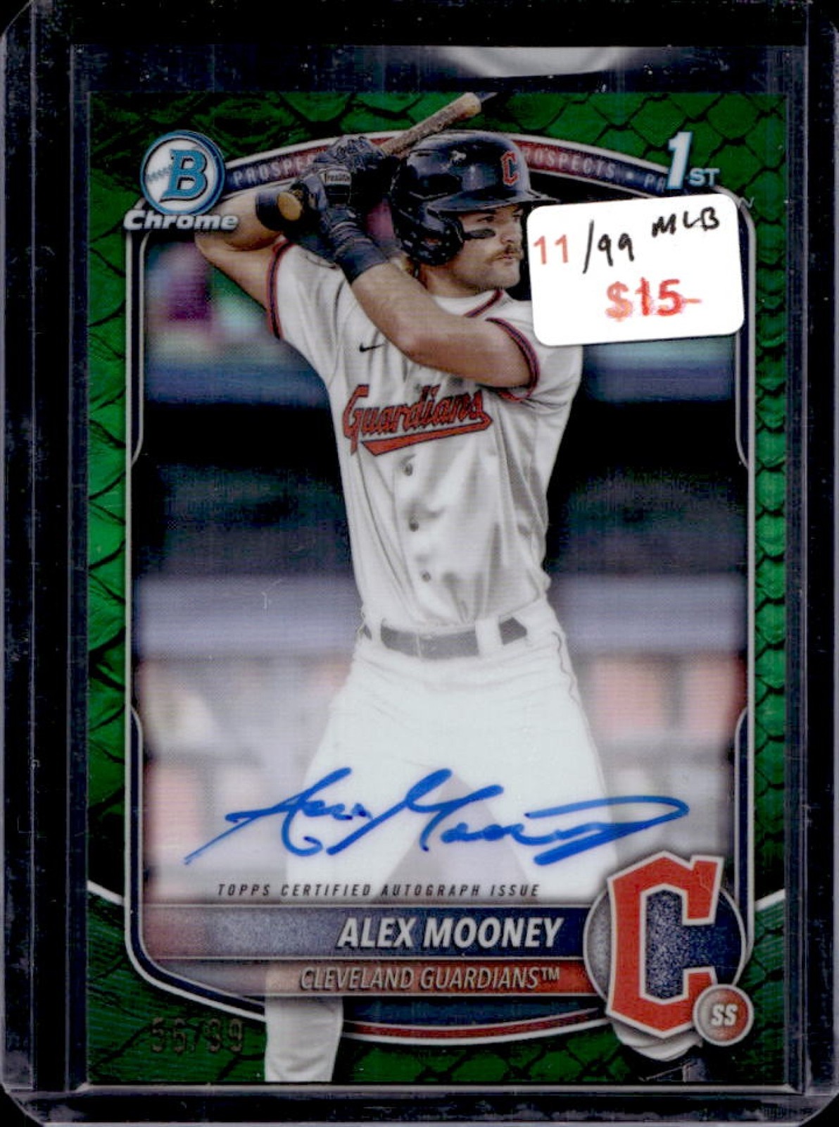 2025 Bowman Alex Mooney Chrome Auto Reptilian Green Refractor 1st #/99
