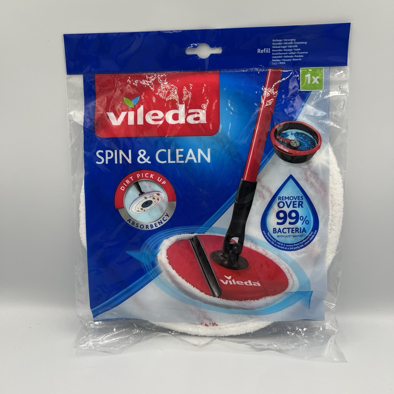 Vileda Spin and Clean Mop Head Refill Replacement Floor White