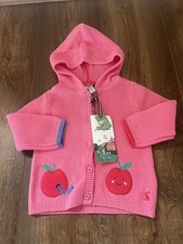 Joules Baby Girls Charmford pink apple  Hooded Cardigan Pink Age 6-9 Months BNWT