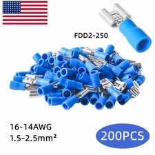200x Female Quick Disconnect 1/4" Spade Terminals Insulated Crimp Wire Connector
