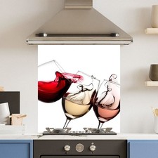 Premium Various Sizes White Wine Glasses 6mm Glass Toughened Kitchen Splashback