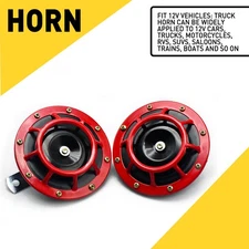 2~ 115DB Super Loud Compact Electric Blast Tone Car Horn Air 12V Kit Red Dual To