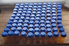    Lot Of 100 Empty Amber Plastic Rx Pill Bottles Storage Crafts Hobbies