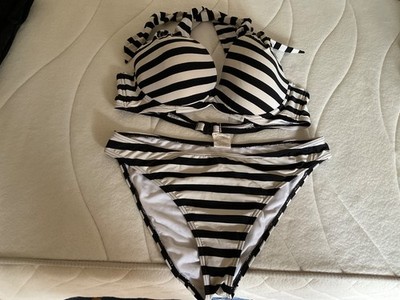 Neckholder Bikini gestreift XL C Push Up Körbchen von Petit-Amour Bademode