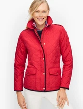 NWT Talbots Quilted Barn Jacket Size 1X Red Equestrian Fox Hunt Preppy Coat
