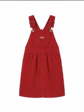 Vintage OshKosh B'Gosh Corduroy Jumper Dress Girls 6 Red Overall Made In USA