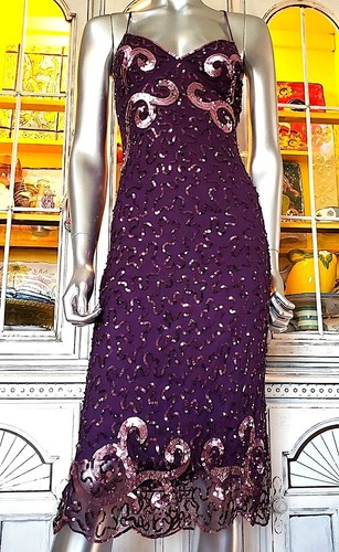 Vintage Betsey Johnson Evening 90s Pink Sequin Mesh Backless Midi Slip Dress 8 M - Picture 3 of 21