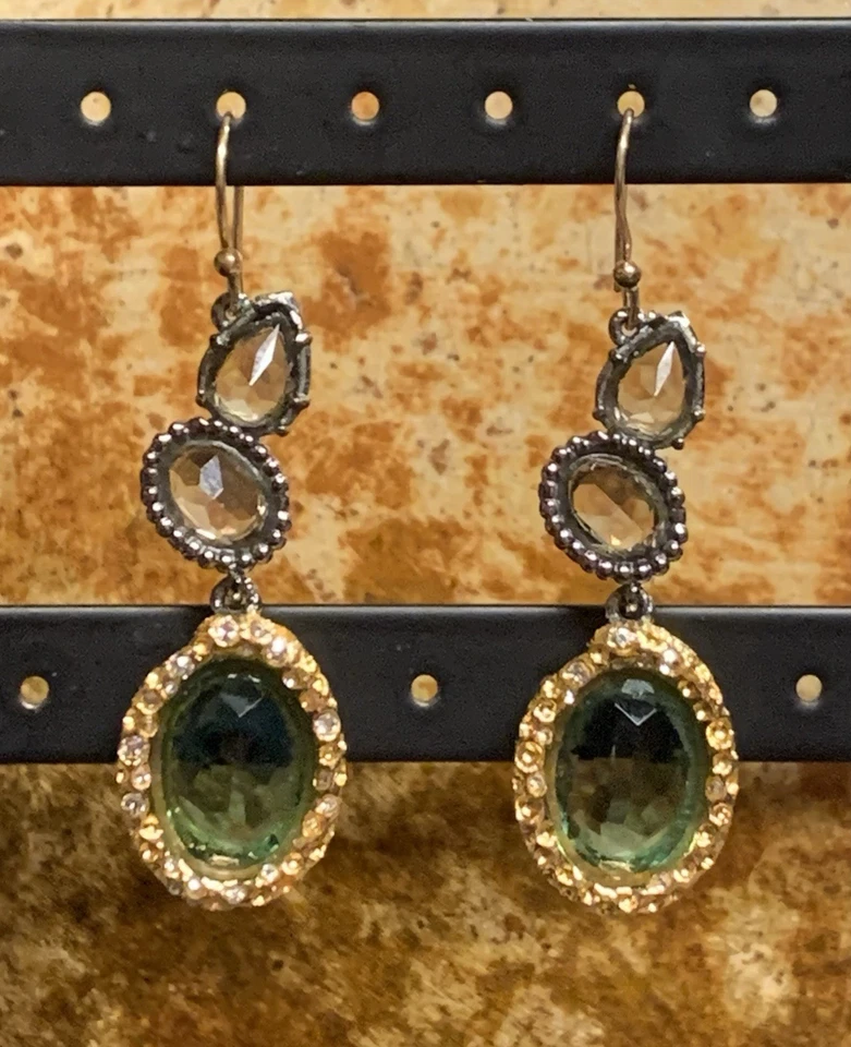 Brincos pendentes de ouro, metal, cinza e verde Alexis Bittar - Imagem 2 de 4