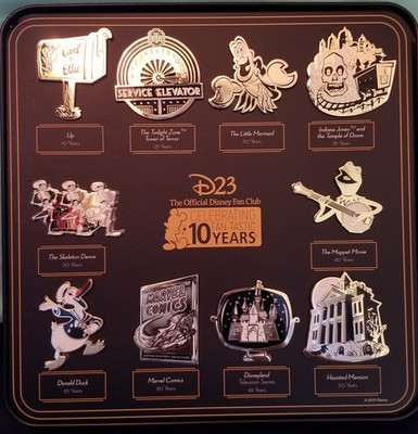 Disney D23 Gold Member 10th Anniversary Exclusive Tin 10-Pin Gift Set 