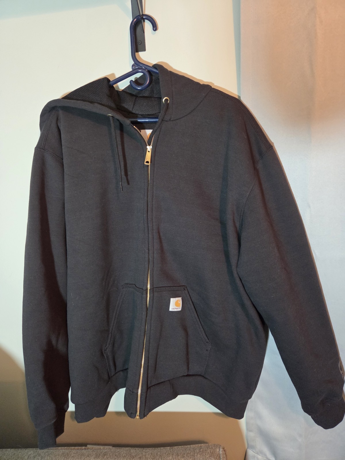 Carhartt Jacket Mens Xl Regular Black Lined Full Zip Hooded 100632 001