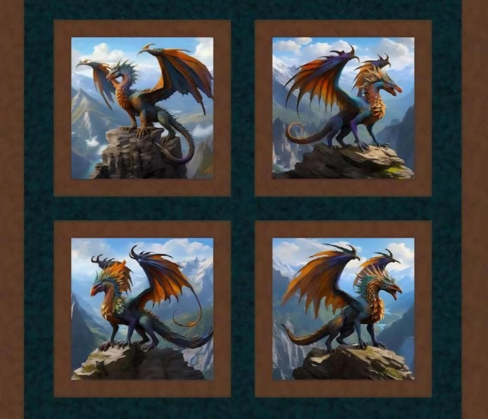 DRAGON KING Fabric Quilt Pillow Panel 36" x 45", Dragon, Fantasy, Mystical - Image 2 of 2