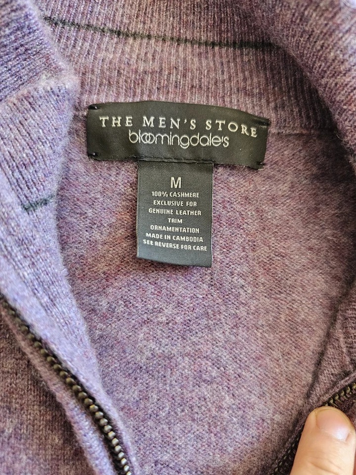 Suéter Blomindale's The Men's Store 100 % cachemir 1/3 cremallera púrpura lavanda talla M Foto 2 de 4