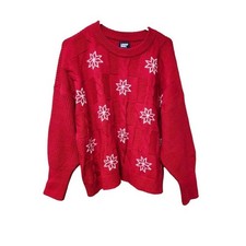 Lands' End L/P large 14-16 Red Snowflake Sweater Winter Christmas Sweater