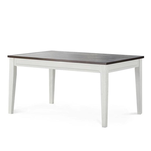 Caylie Two-Tone Ivory and Driftwood Fixed Top Dining Table - Picture 2 of 5
