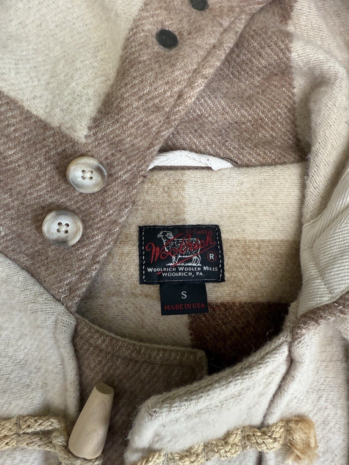 Vintage Woolrich Patchwork Duffle Toggle Unlined … - image 8