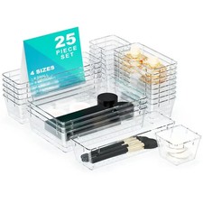 25 PCS Clear Plastic Drawer Organizer Set - Perfect for Makeup Jewelry Storage