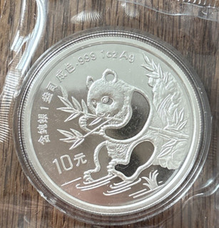 China 10 Yuan Panda 1 Oz Silber 1991 Original Eingeschweißt Unze Silber