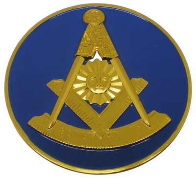 Mason Past Master Symbol Round Car Emblem [Blue - 2.75'']