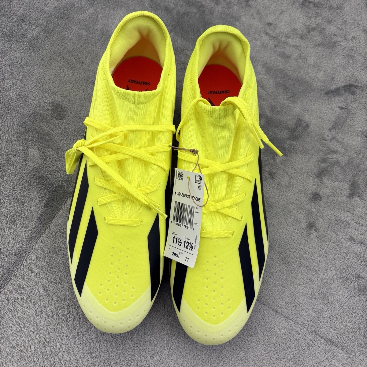 Adidas Men's X Crazyfast League FG Neon Yellow Soccer Cleats 11.5