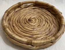 Water Hyacinth Woven Tray With Two Cut Out Handles Basket Tray