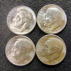 1957-1958 P & D Roosevelt Dimes - Philadelphia & Denver - 90% Silver - BU Toned