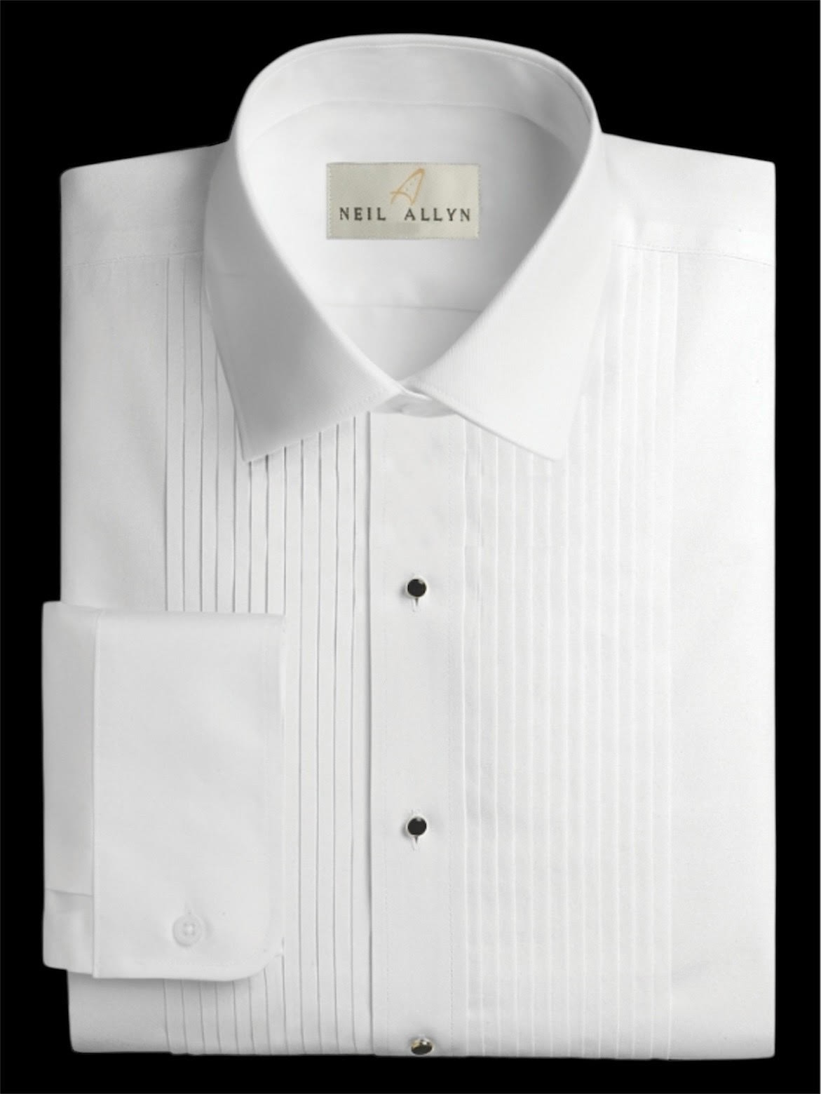 White Laydown Collar 1/4" Pleated (gently used) Neil Allen Tuxedo Shirt