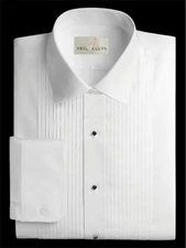 White Laydown Collar 1/4" Pleated (gently used) Neil Allen Tuxedo Shirt
