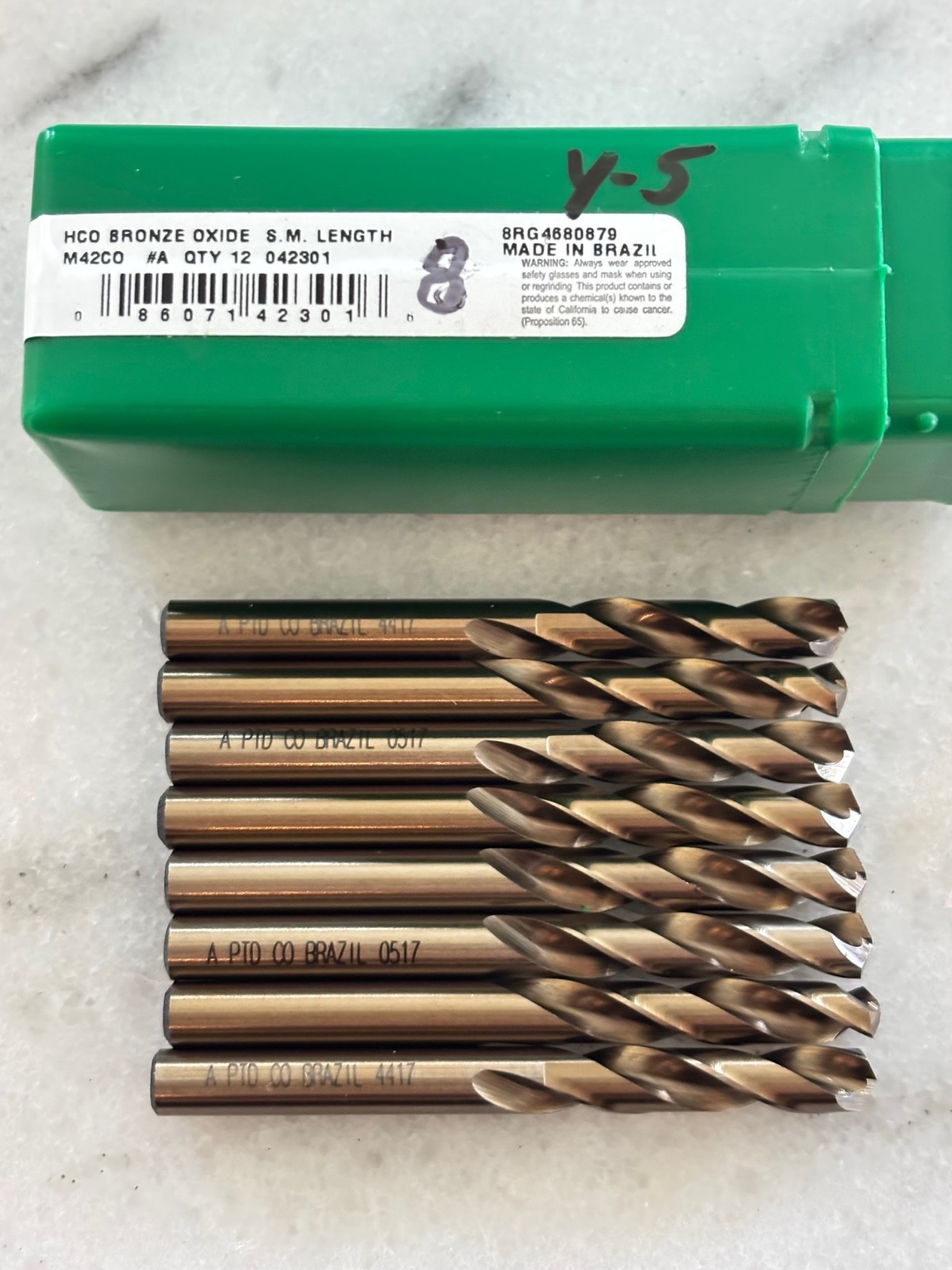 8 new PTD Precision Twist Drill M42CO Letter A HSCo Bronze, Screw Machine Length