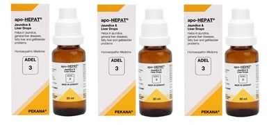 ADEL 3 Jaundice & Liver Drops Pack of 3 Natural Homeopathic Support