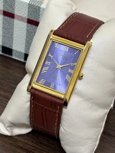 Vintage Seiko Slim Quartz Men's Wrist Watch -Leather Strap -Roman Dial