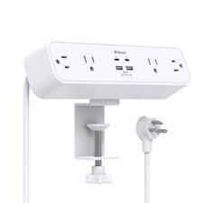 Desk Clamp Power Strip 4 Outlets 4 USB PD30W Fast Charging 5Ft Cord Surge desk