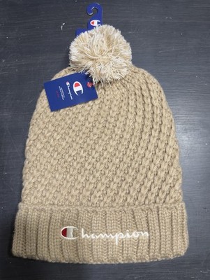 Champion Twist Chunky Rib Knit Cuff Beanie Hat Women s OSFA Winter Pom Cap NWT
