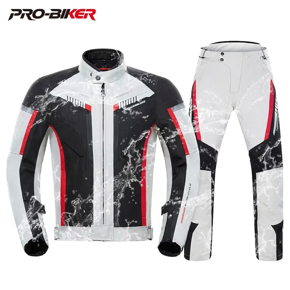 Chaqueta Moto Impermeable HEROBIKER Hombre Racing Protección EVA con Pantalones