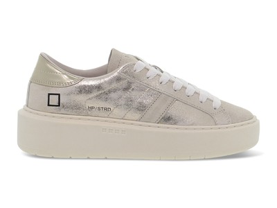 D.A.T.E. Sneakers W H PLAT ST PL Platinum Gold Suede Leather - Women's Shoes