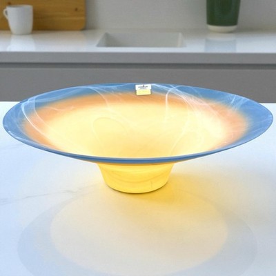 MCM Ambiente Zwiesel Handblown Handmade Blue Orange Yellow Glass Bowl Germany