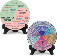 2 Pcs Things I Can Control Therapy Office Desk Decor Feelings Wheel Chart Calmin