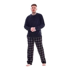Keanu Mens Checked Microfleece Long Pyjama Set TC782 