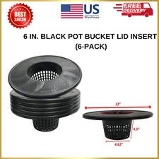 6 in. Black Pot Bucket Lid Inserts (6-Pack) – Hydroponic Net Pot Covers