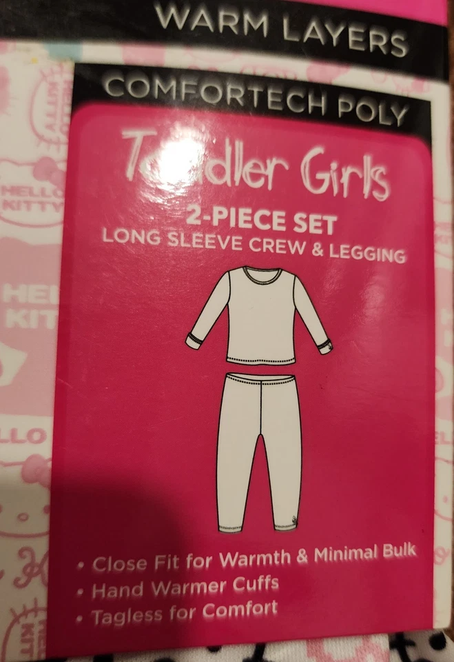 CUDDL DUDS HELLO KITTY COMFORT TECH POLY SIZE 2T/3T BASE LAYERS NEW WITH TAGS - Image 4 of 4
