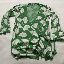 Diane Von Furstenberg X Target Kelly Green floral Wrap Sweater Dress Size Medium