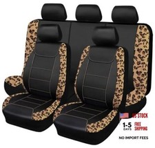 Set Of 8 Leopard Print Car Seat Coversbrown Blackcar Seat Covers