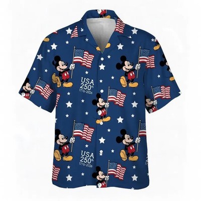 Disney Mickey 250th Independence Day 250 Years USA Summer Trip Hawaiian Shirt