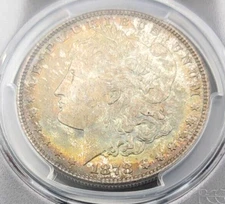 1878-S PCGS MS63 MORGAN $ GORGEOUS BRIGHT COLORFUL RAINBOW TONING